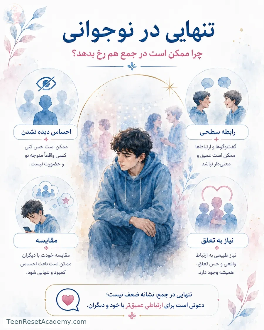 اینفوگرافیک کاربردی: چرا حضور در جمع همیشه احساس تنهایی را از بین نمی‌برد؟